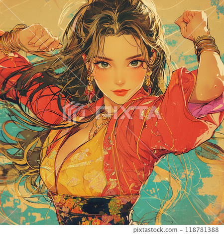 Retro style illustration of a woman 118781388