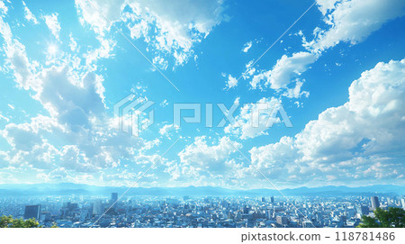 Summer nature and blue sky illustration 118781486