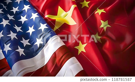 American and Chinese Flags Side by Side - Symbol of International Relations_1 American and Chinese Flags Side by Side - Symbol of International Relations_1 118781587