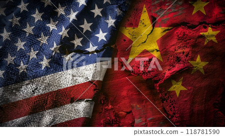 American and Chinese Flags Side by Side - Symbol of International Relations_3 American and Chinese Flags Side by Side - Symbol of International Relations_3 118781590