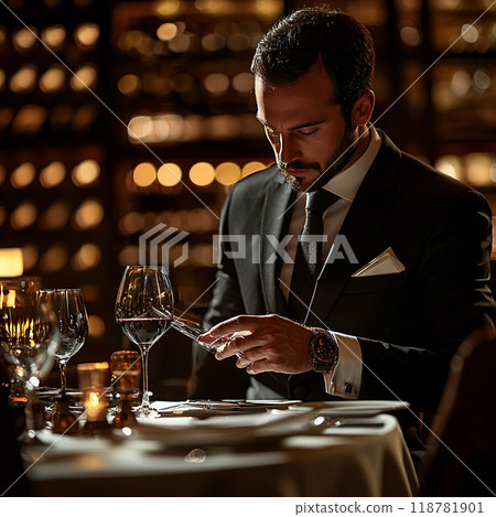 Sommelier enjoying wine tasting 118781901