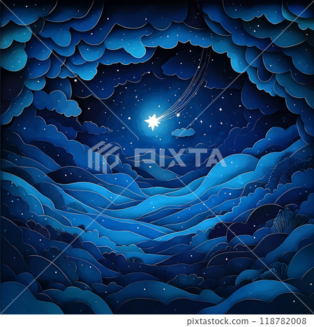 夜空中閃耀的流星的紙藝 118782008