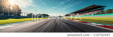 Clear blue sky and motorsports race track 118782097