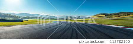 Clear blue sky and motorsports race track 118782100