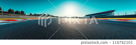 Clear blue sky and motorsports race track Clear blue sky and motorsports race track 118782101