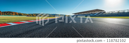 Clear blue sky and motorsports race track 118782102