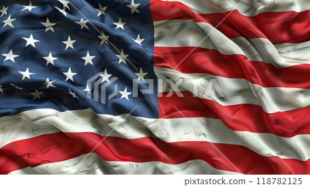 Waving American Flag_2 - the American flag with its fifty white stars and thirteen red and white stripes, waving gracefully Waving American Flag_2 - the American flag with its fifty white stars and thirteen red and white stripes, waving gracefully 118782125