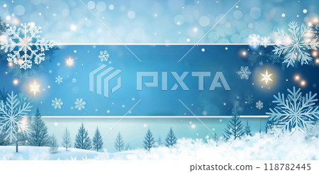 Blue Background with Snowflakes and Stars. Winter Banner for text. 118782445
