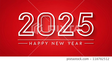 Happy New Year 2025 Minimalistic Red Card Design 118782512