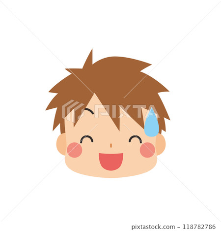一個可愛的小男孩在冷汗中笑的插圖 Emoji 表情圖示面部表情白色背景向量 一個可愛的小男孩在冷汗中笑的插圖 Emoji 表情圖示面部表情白色背景向量 118782786