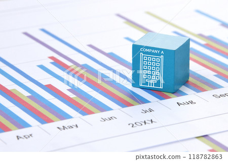 Blocks with company icons and business chart 118782863