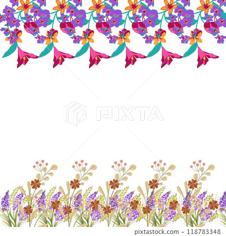frame of flowers seamless pattern with birds and flowers 118783348