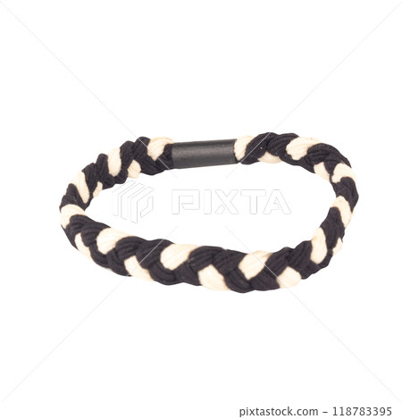 Hair tie color black isolated on white background Hair tie color black isolated on white background 118783395