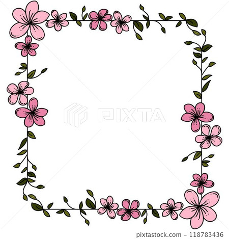 frame of flowers seamless pattern with birds and flowers 118783436
