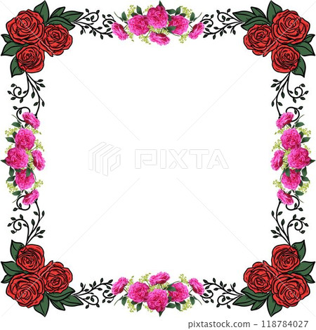 frame of flowers seamless pattern with birds and flowers 118784027