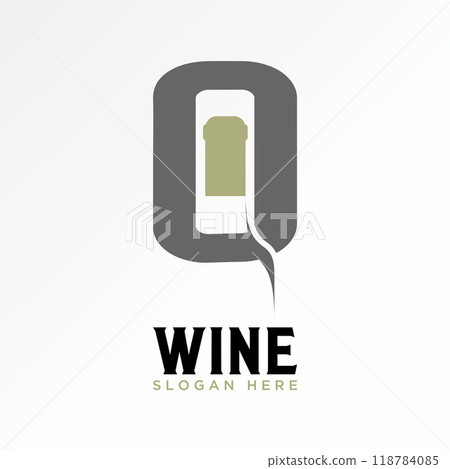 Logo design graphic concept creative abstract premium vector stock initial O font wine bottle negative space. Related monogram typography therapy 118784085