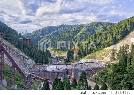 Asuwagawa dam under construction, Fukui, Japan. Asuwagawa dam under construction, Fukui, Japan. 118784152