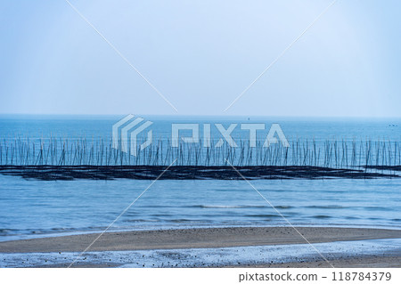 View of the Ariake Sea from the Shimabara Railway View of the Ariake Sea from the Shimabara Railway 118784379