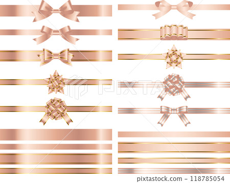 Ribbon, knot variation 1-8 peach gold 118785054