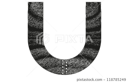 Vector decorative grunge font. Letter with riveted metal sheets. 118785249