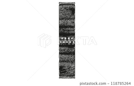 Vector decorative grunge font. Letter with riveted metal sheets. 118785264