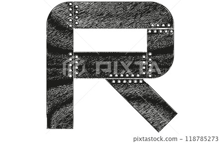 Vector decorative grunge font. Letter with riveted metal sheets. 118785273