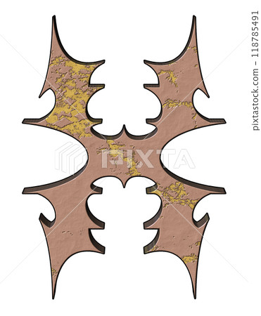 3D rendered illustration. Spiky decorative letter. Custom art font. 118785491