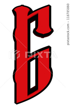 3D rendered illustration. Decorative glowing letter. Custom art font. 118785860