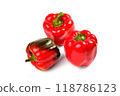 Red bell pepper natural on white background, close-up 118786123
