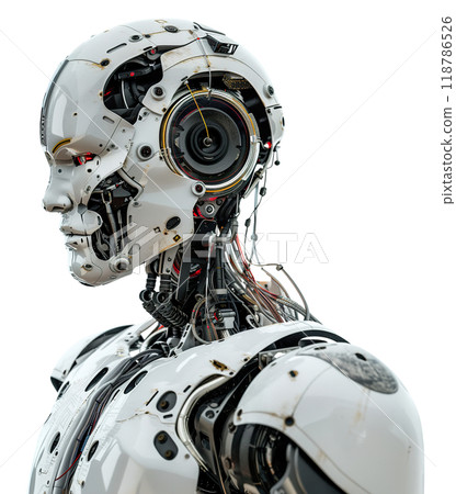 Futuristic robotic head with intricate... - Stock Illustration ...