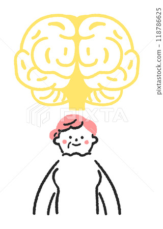Senior woman and brain set stock material Senior woman and brain set stock material 118786625