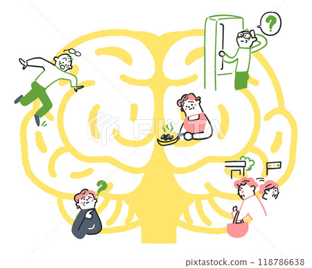 癡呆症的症狀和懷疑庫存插圖素材 癡呆症的症狀和懷疑庫存插圖素材 118786638