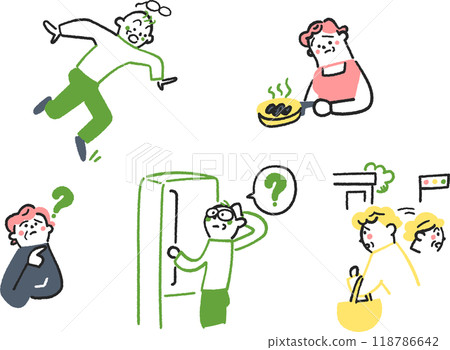 Dementia symptoms and suspicion set stock illustration material 118786642