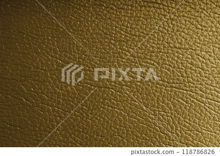 Natural, genuine yellow leather with metallic effect, texture of glossy leatherette background 118786826