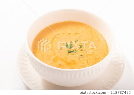 Cream soup with red snow crab 118787453