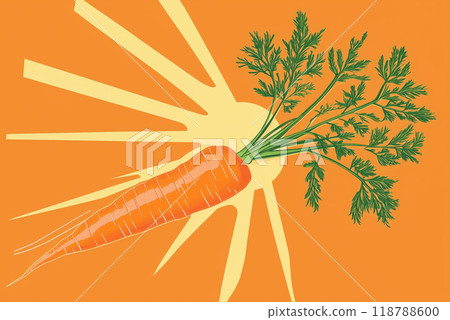 Vibrant carrot design with sunburst background in bold orange palette. World Vegan Day Vibrant carrot design with sunburst background in bold orange palette. World Vegan Day 118788600