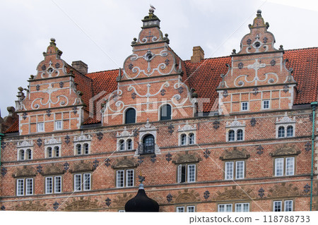 Street of the old Danish town of Aalborg, Denmark. 118788733