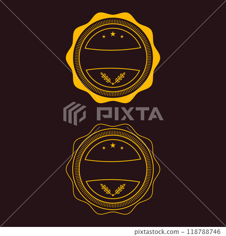Blank vintage classic style badges genuine guarantee stickers  geometric simple emblems or logos  round shaped icons for design project or product labels. 118788746