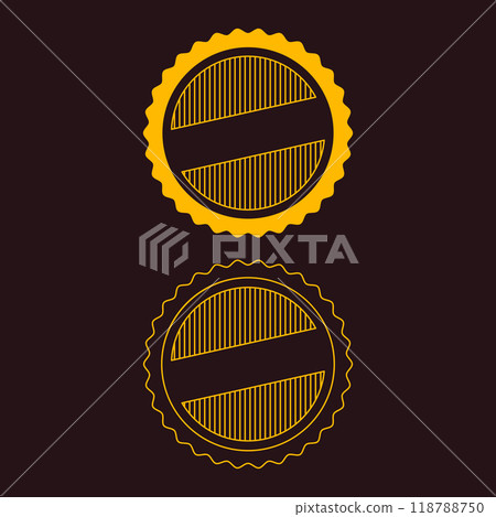 Blank vintage classic style badges genuine guarantee stickers  geometric simple emblems or logos  round shaped icons for design project or product labels. 118788750