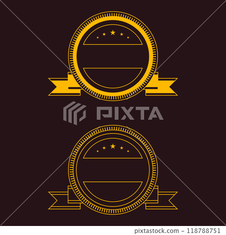 Blank vintage classic style badges genuine guarantee stickers  geometric simple emblems or logos  round shaped icons for design project or product labels. 118788751