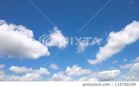 View of beautiful blue sky with white clouds. View of beautiful blue sky with white clouds. 118789194