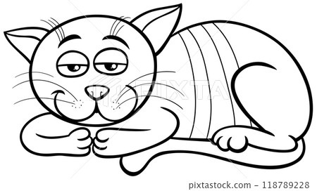 sleepy cartoon cat or kitten animal character coloring page sleepy cartoon cat or kitten animal character coloring page 118789228