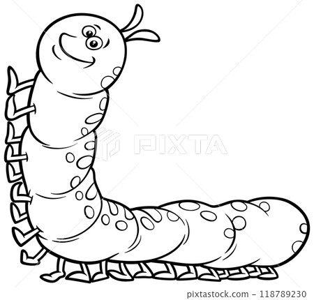 funny cartoon caterpillar insect animal character coloring page 118789230