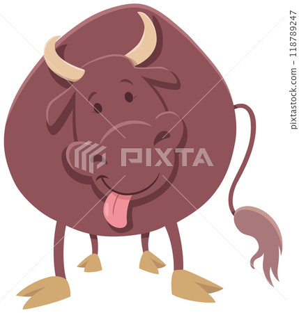funny cartoon bull farm animal character 118789247