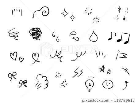 Hand-drawn emotion cartoon mark illustration icon set Hand-drawn emotion cartoon mark illustration icon set 118789613