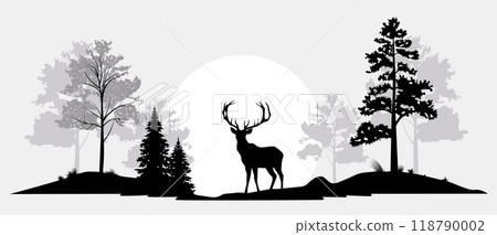 Deer in a forest landscape 118790002