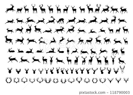 Deer silhouettes, large set 118790003