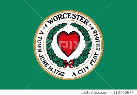 Flag of the city of Worcester, Massachusetts, USA, original colors and proportions. Illustration Flag of the city of Worcester, Massachusetts, USA, original colors and proportions. Illustration 118790674
