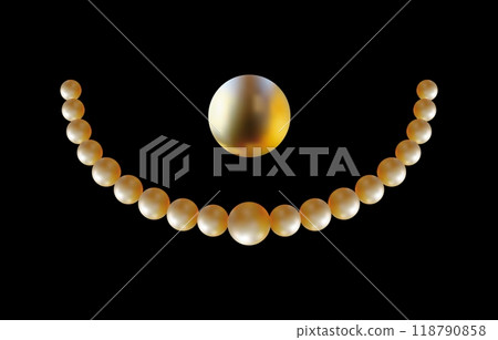 Pearl necklace. Precious white pearl beads. Vector illustration 118790858