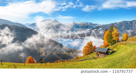 Incredible view of the meadows and mountains around  Zell lake or Zeller See 118791737